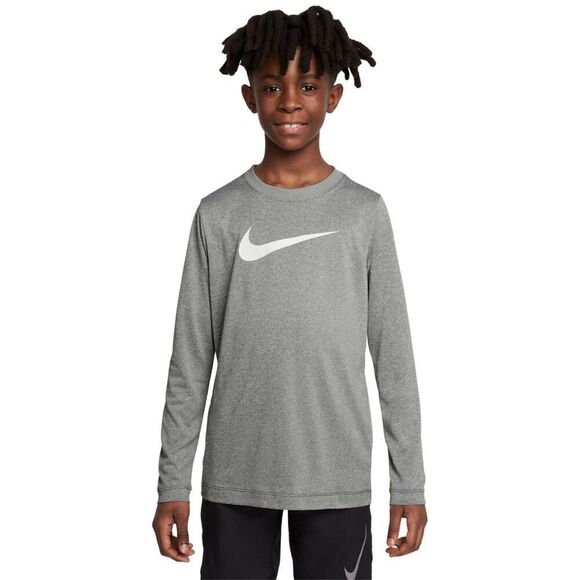 Nike Big Kids Dri-fit Legend Logo-Print Long-Sleeve Training T-Shirt - Tumbled G - Picture 1 of 3